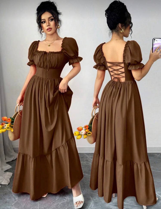 Women’s floral solid colour half sleeve outer ware dress