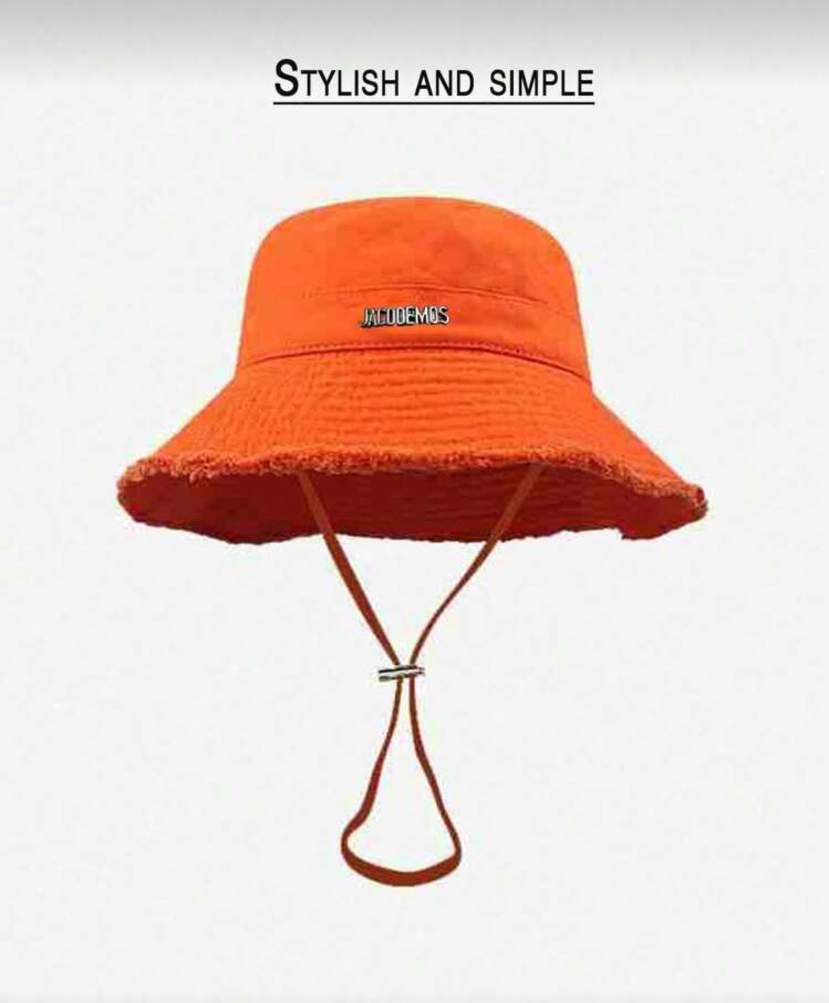 Korean Style Frayed Metal Letter Bucket Hat