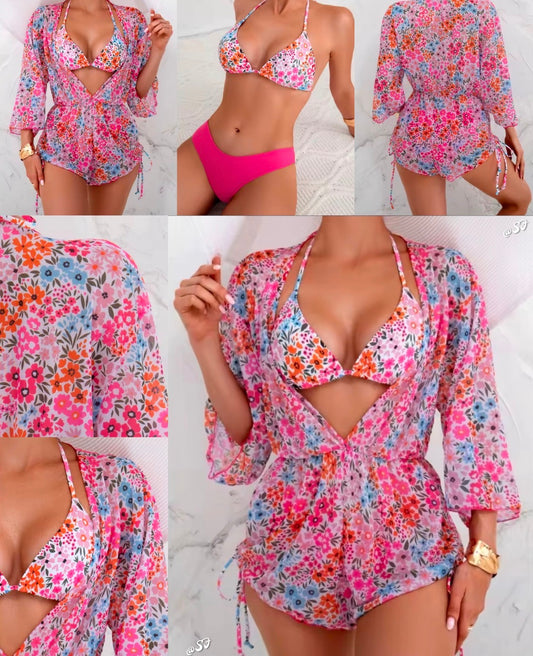 1 colour women’s 3 pc bikini set swimwear