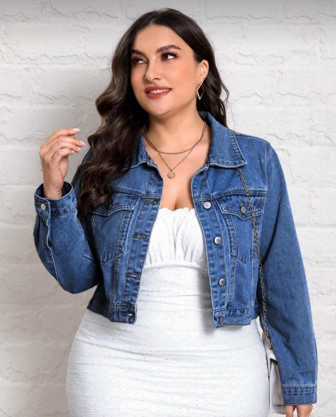 Elegant stylish women’s   Flap Pocket Denim Jacket