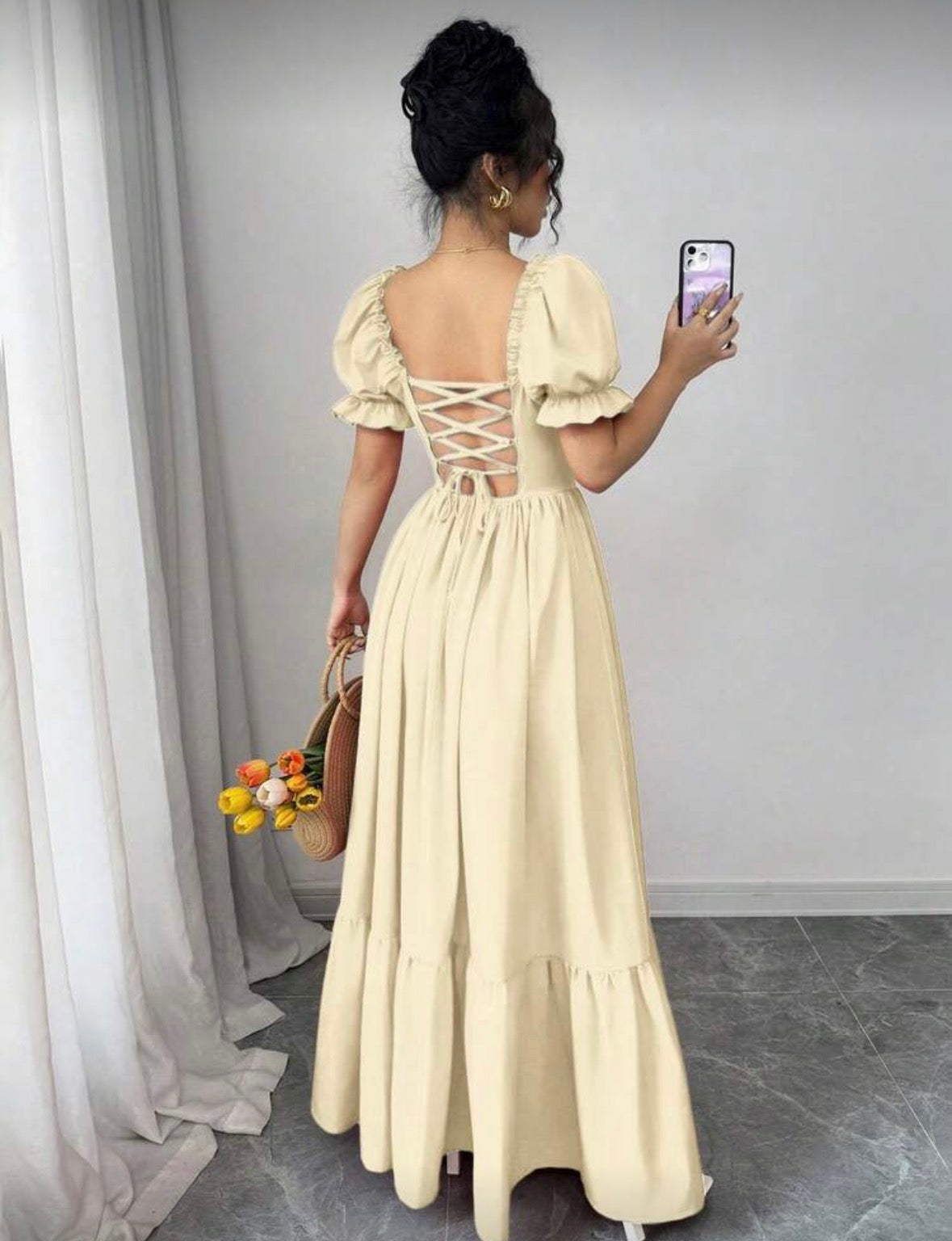 Women’s floral solid colour half sleeve outer ware dress