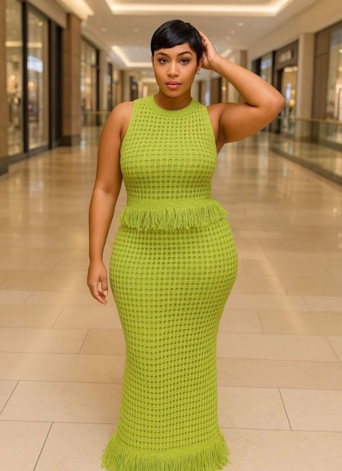 Women’s stylish 2 pc vest and long knitted skirt