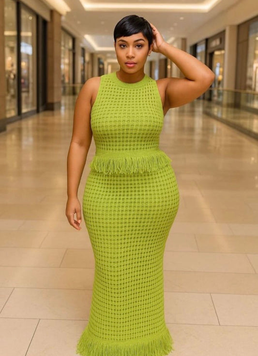 Women’s stylish 2 pc vest and long knitted skirt