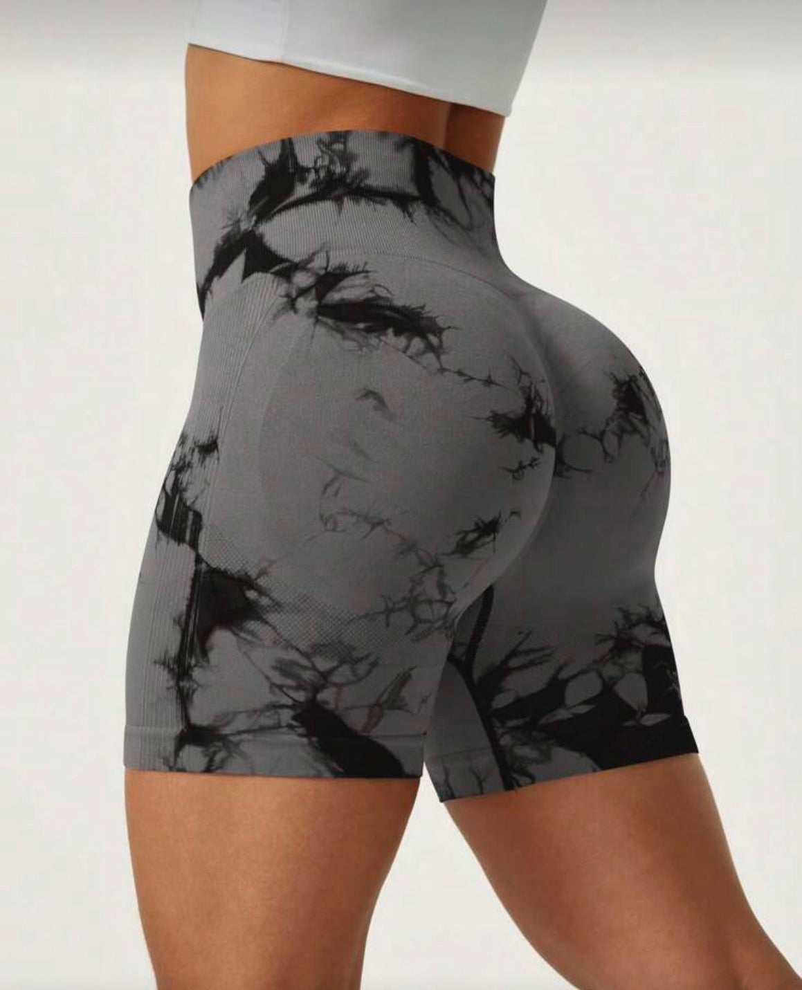 1pc Women's Fashion Tie-Dye Colorblock Yoga Sports Shorts With Stretch, Seamless Outdoor Cycling Pants