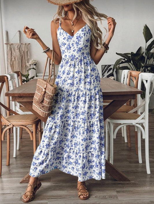 Vintage Floral Birthday Wedding Multi-Layer Patchwork Cute Bow Tie Dress For Women