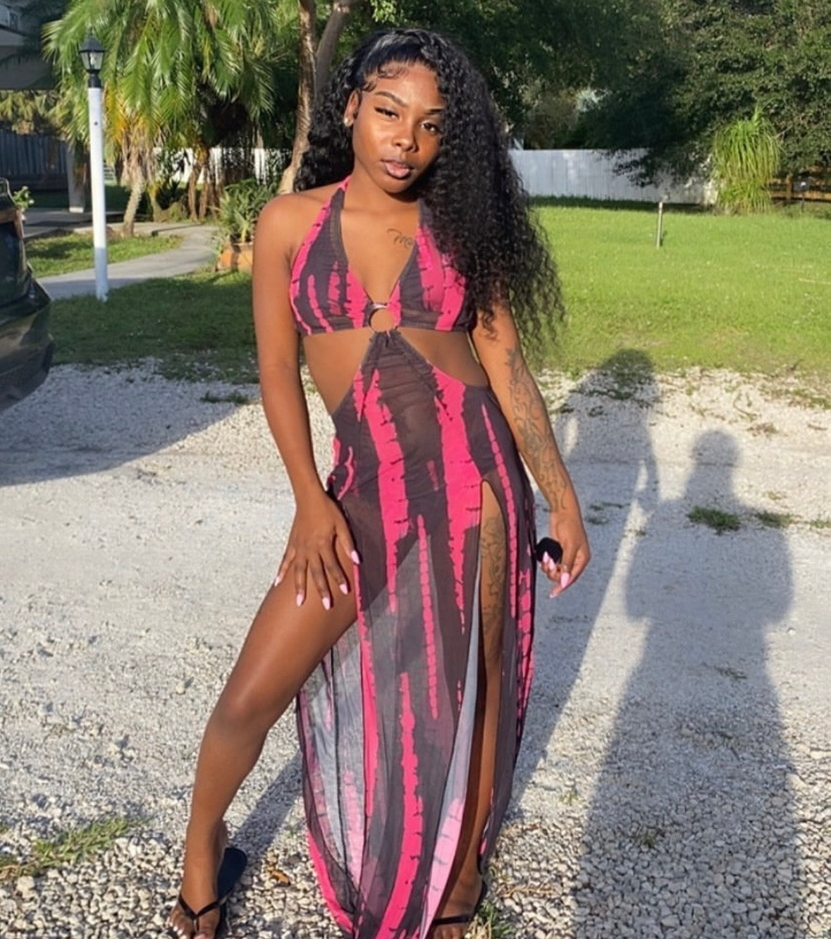 Women’s sexy black and pink 3 pc set swimwear