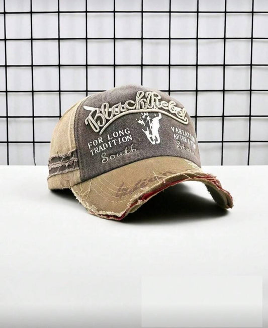 1pc Distressed Washed Baseball Cap - Unisex Vintage Embroidered Snapback Hat