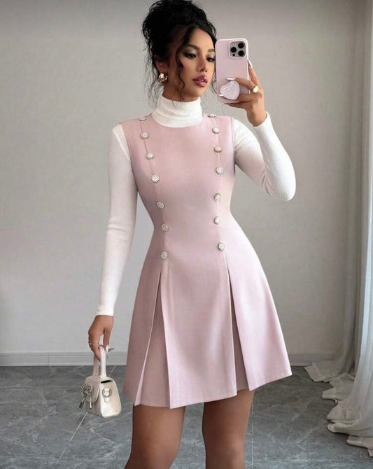 Women’s rhinestone decor elegant short sleeveless dress