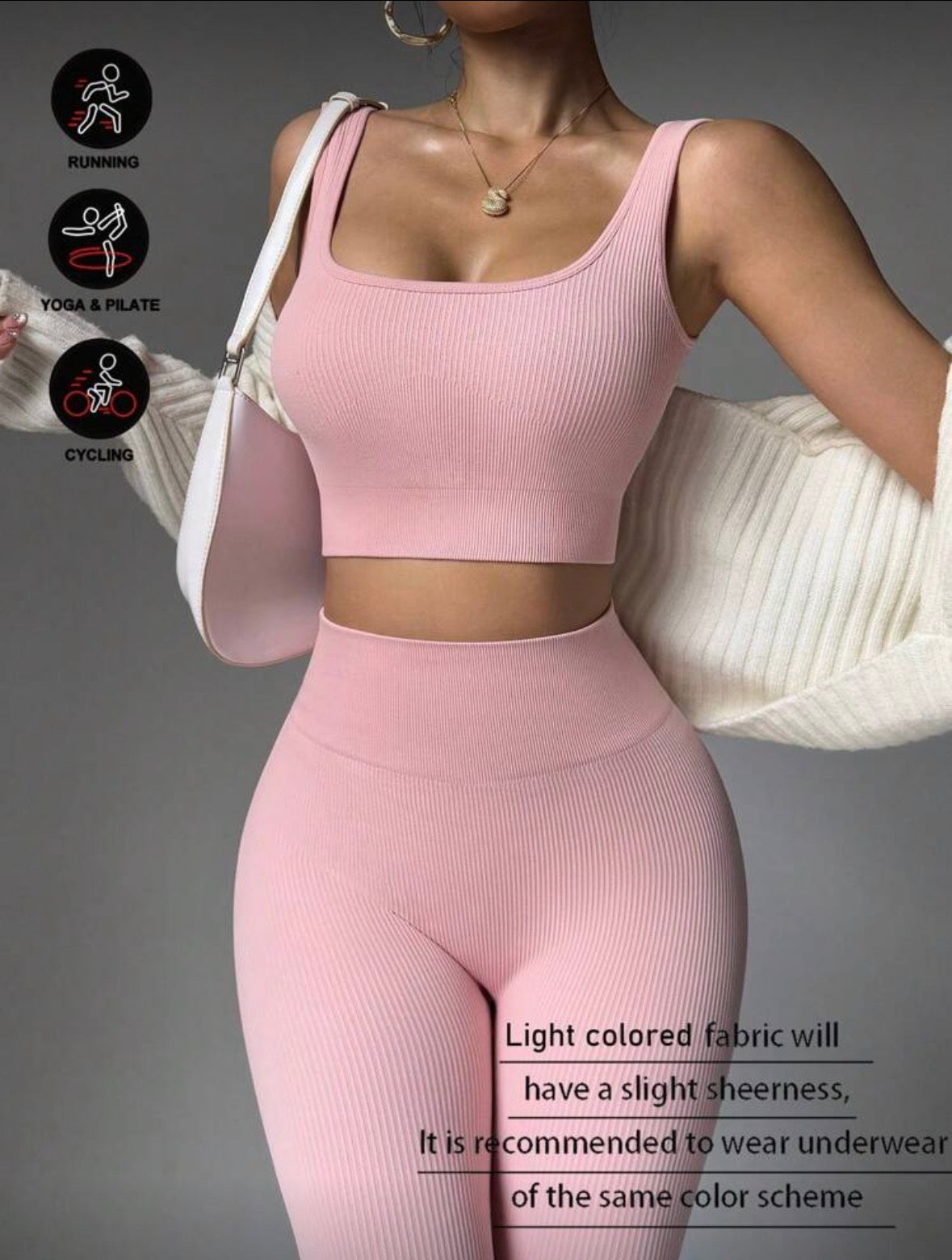 Slayform 2pcs Outfits Seamless High Stretch Yoga Set Tracksuit Gym Set