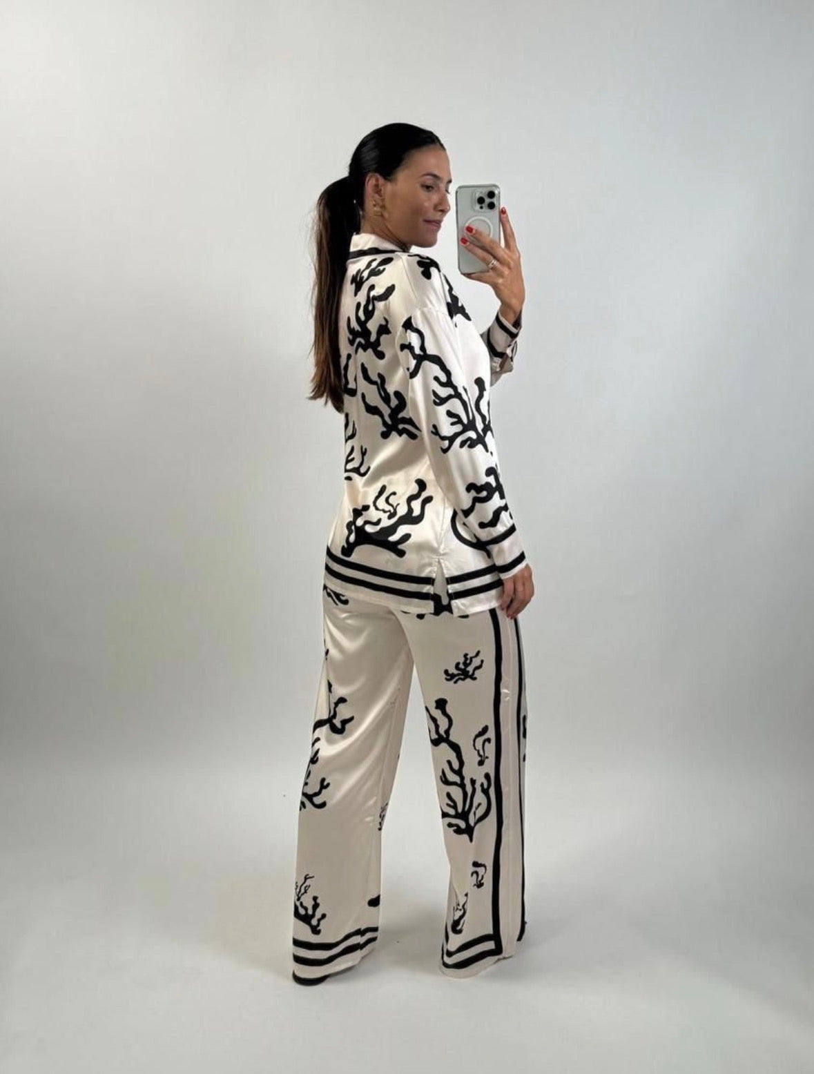 Silk unique design women’s 2 pc shirt and loose pants