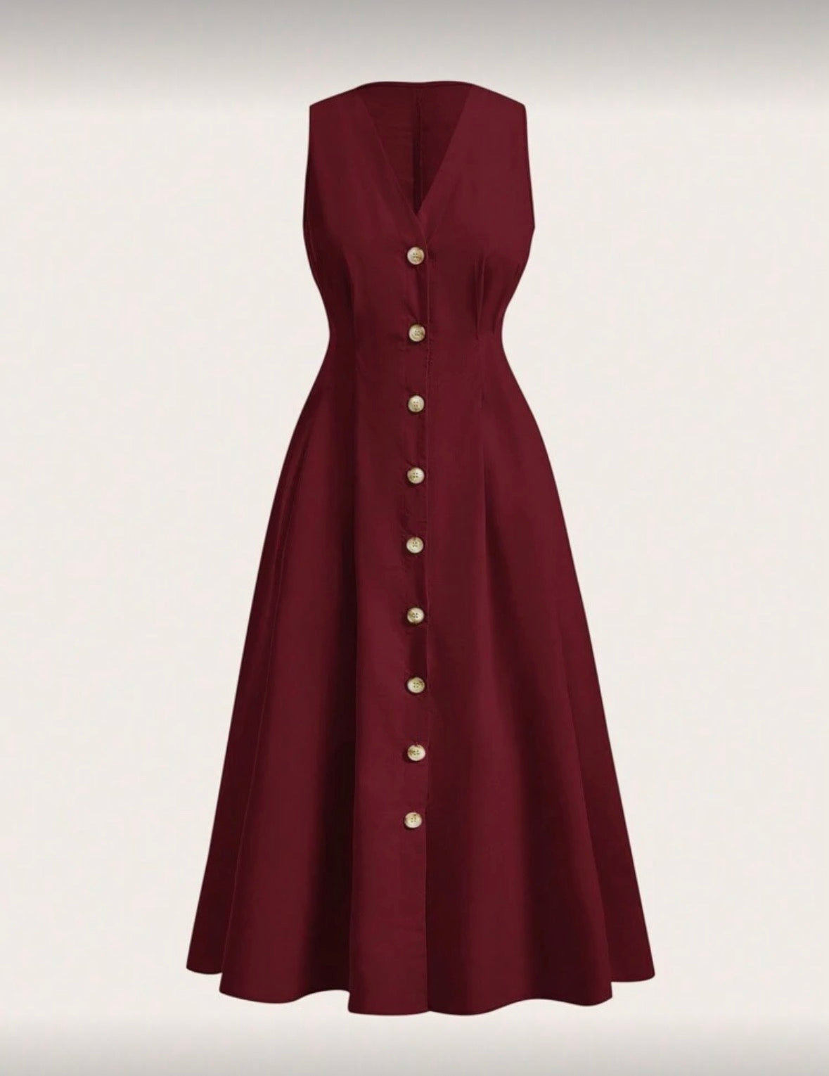 Women’s elegant sleeveless gold metal button long dress