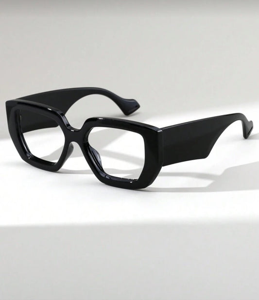 1pc Women's Vintage Print Square Non-Prescription Glasses