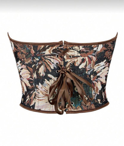 Floral Print Backless Tie Camisole Top, Suitable For New Year Party, Valentine's Day, Holiday, Corset Top