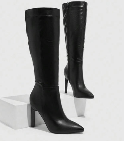 Solid Color Fashion Over-The-Knee Boots, Heels Suitable For Party Outfits