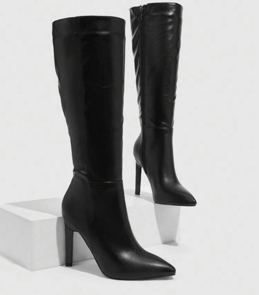Solid Color Fashion Over-The-Knee Boots, Heels Suitable For Party Outfits