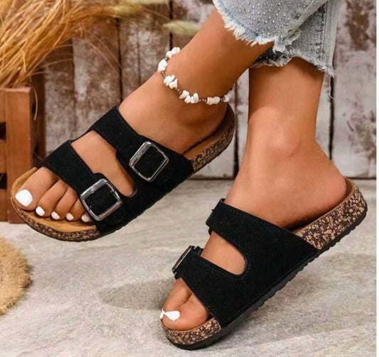 Women's Retro Open Toe Breathable Sandals, Comfortable Non-Slip Durable Slides