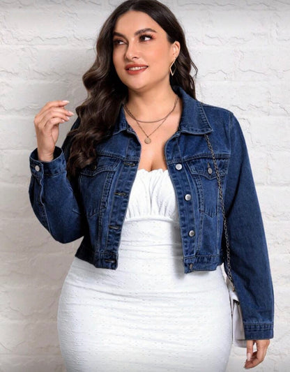 Elegant stylish women’s   Flap Pocket Denim Jacket