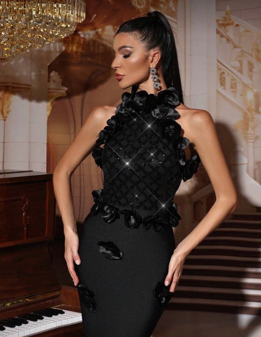 New Black Sexy High Neck Sleeveless Cute, Sweet, Fashionable Style Dress