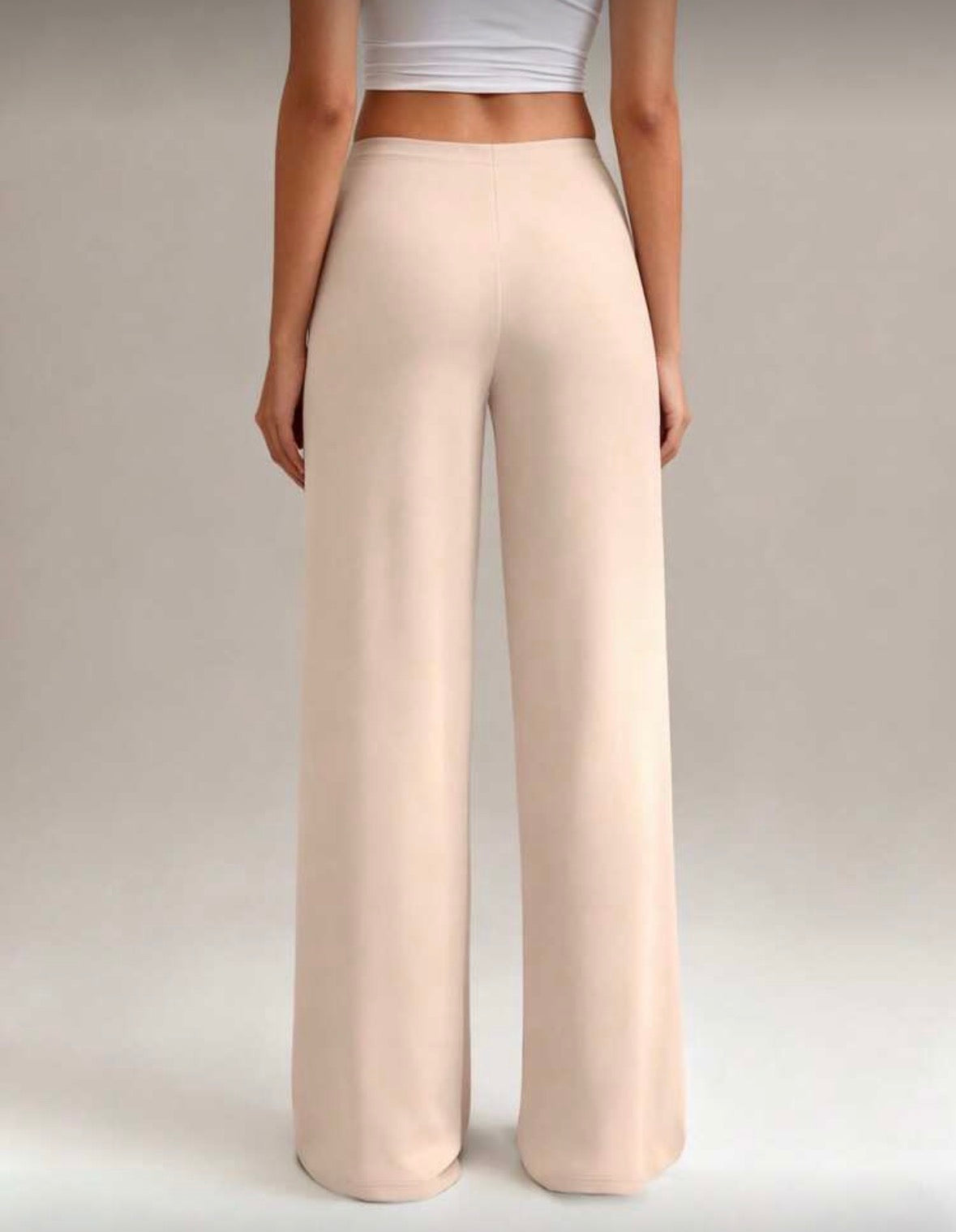 Apricot solid colour elegant pants for women