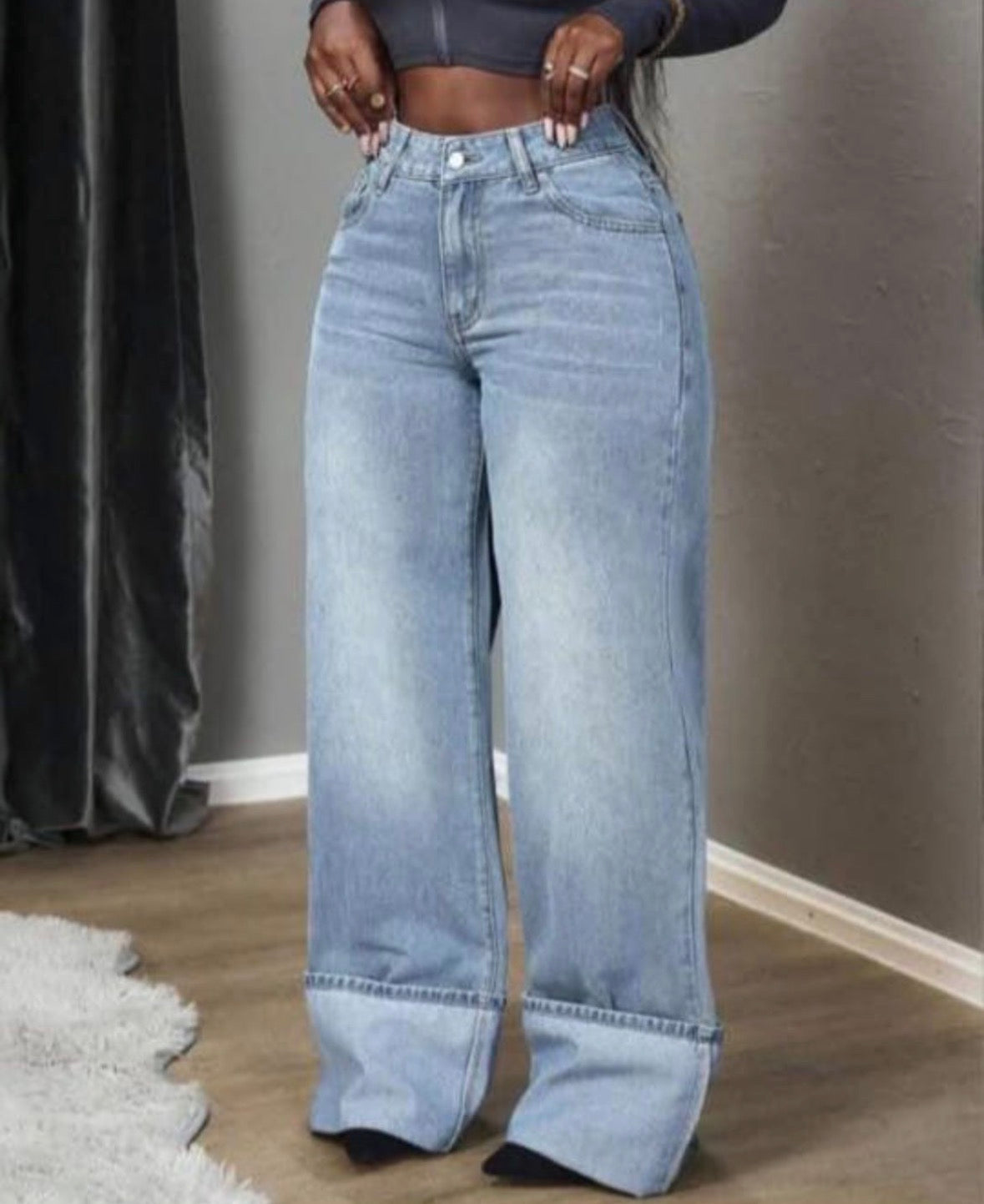 Women's Elastic Waist Straight Leg Casual Jeans