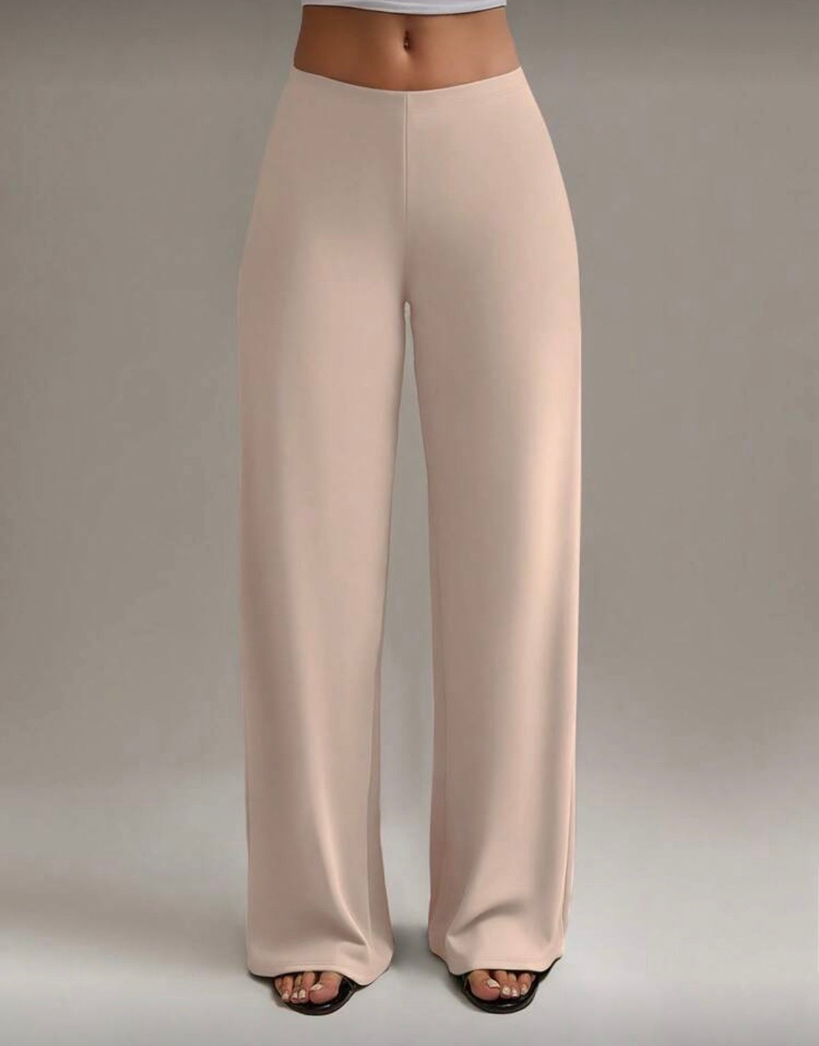 Apricot solid colour elegant pants for women