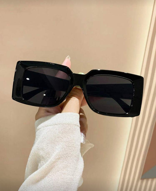1 Pair Unisex Large Rectangle Black Frame Fashion Sunglasses