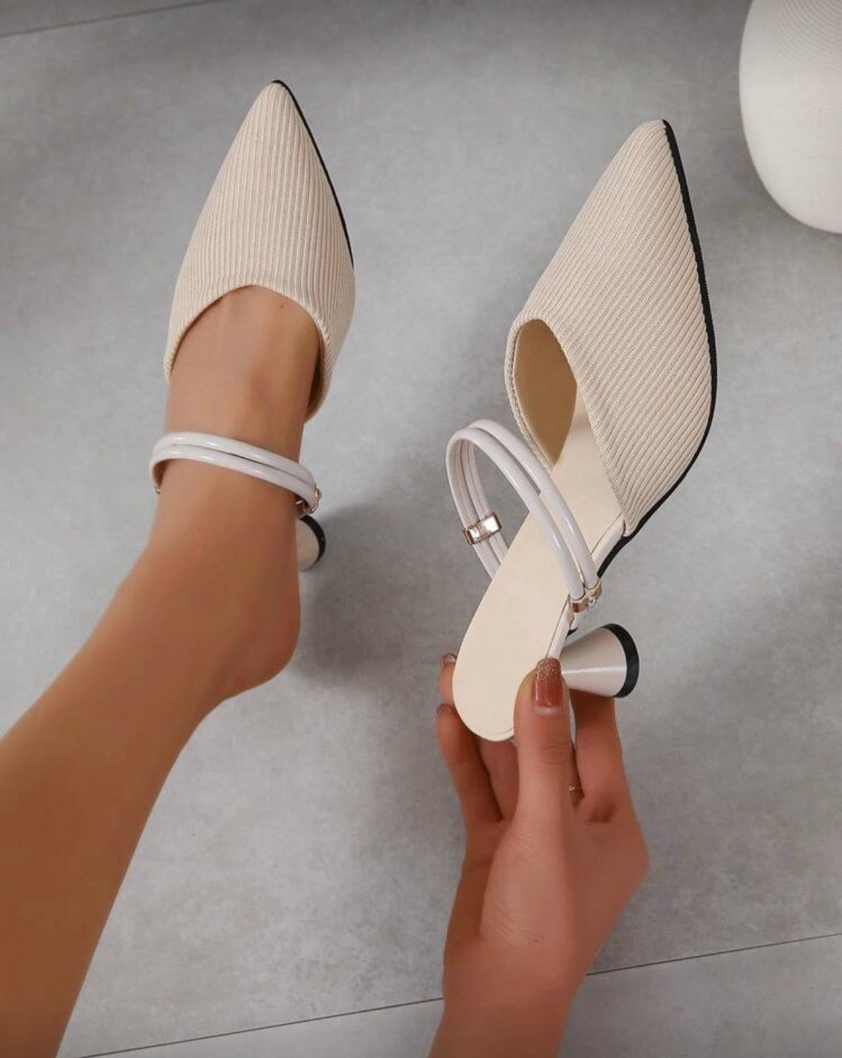 Women's Fashionable High-Heeled Black Woven Closed Toe Sandals