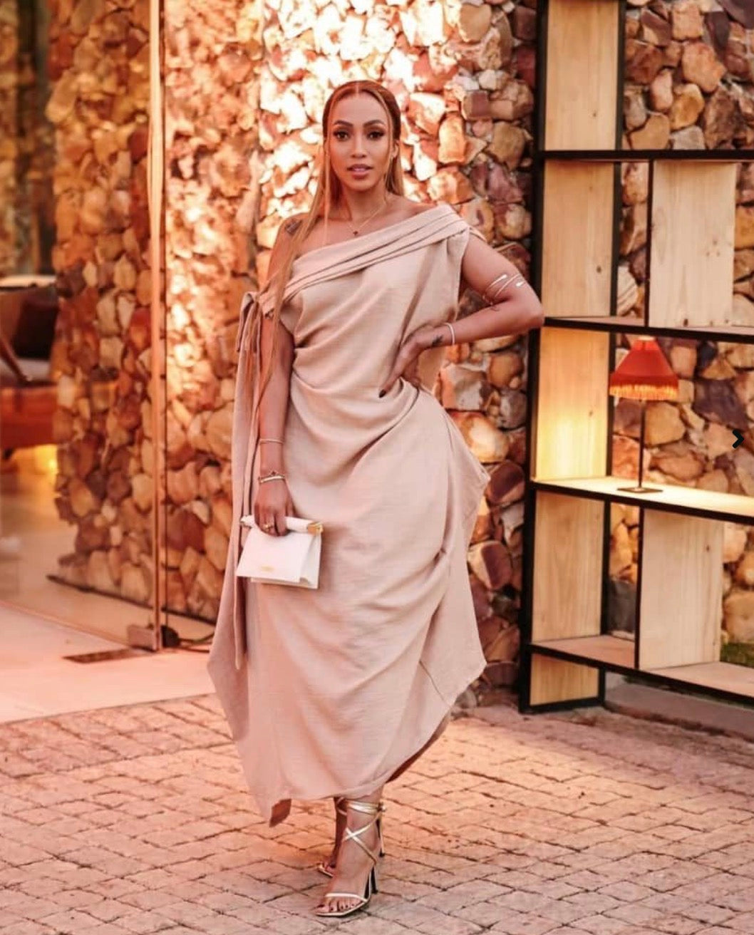 Women’s sleeveless scarf tie summer solid colour elegant dress