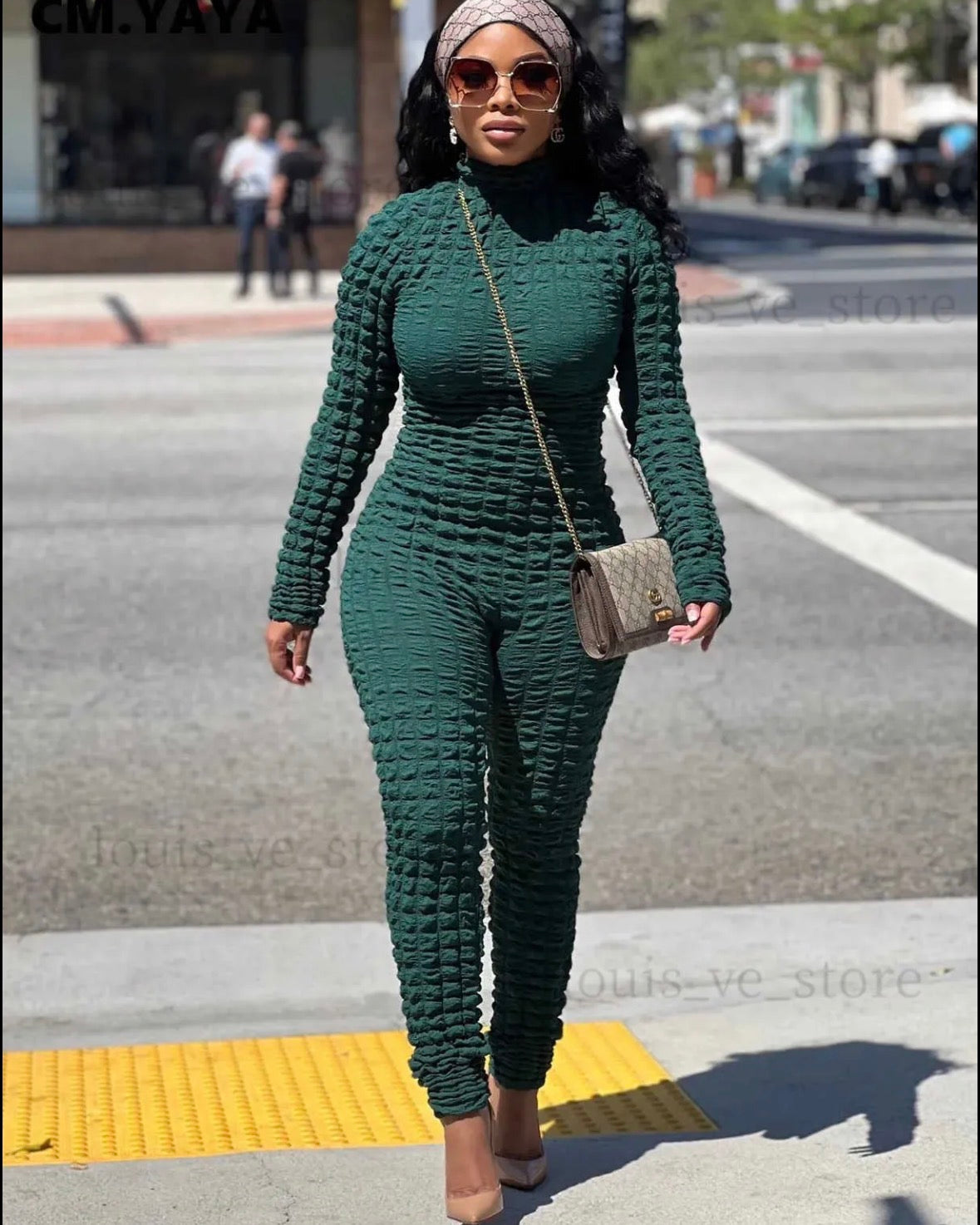 Long women cozy knitted long sleeve bodysuit