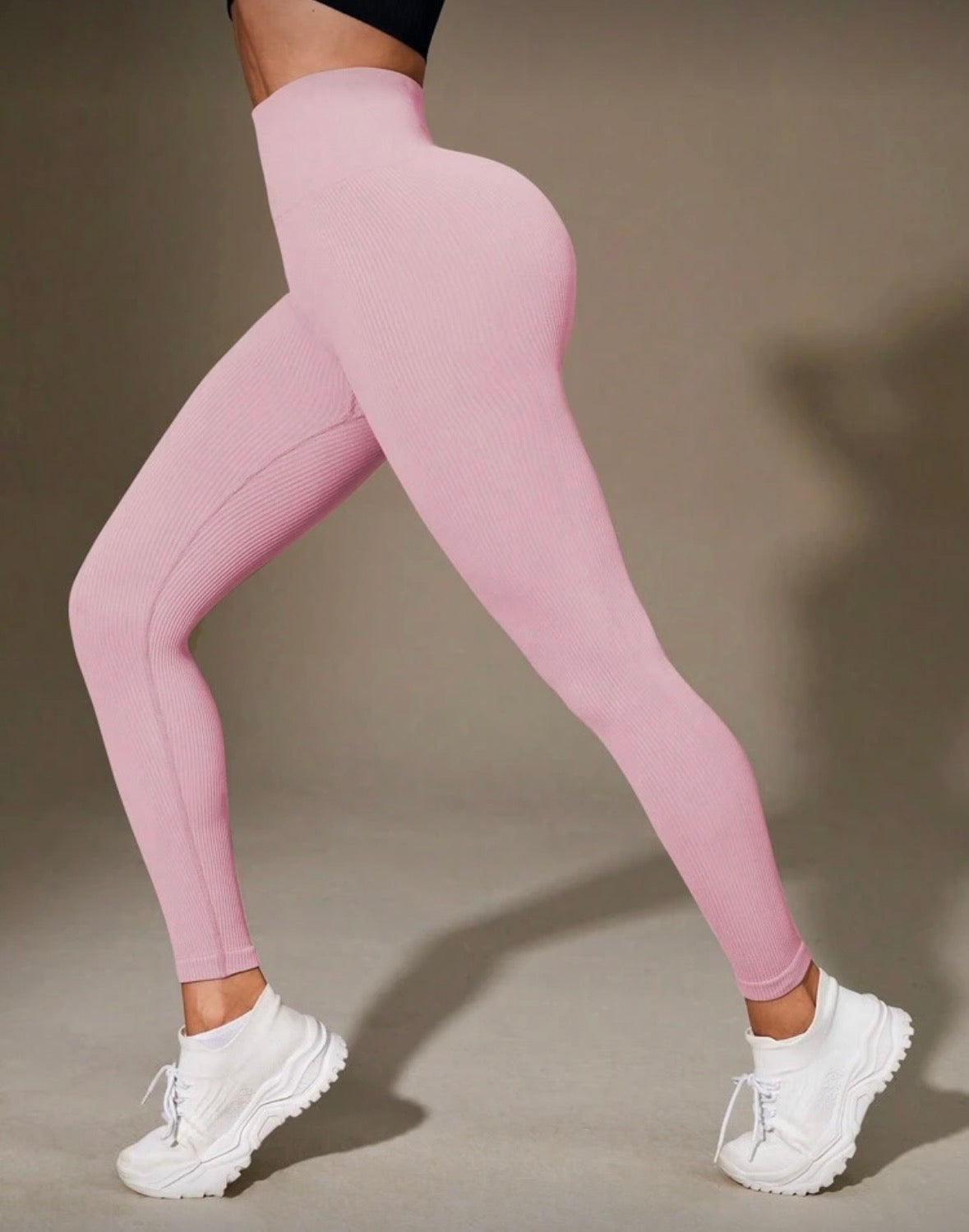 Easithlete High Waisted Ribbed Seamless Slim Leggings For Women