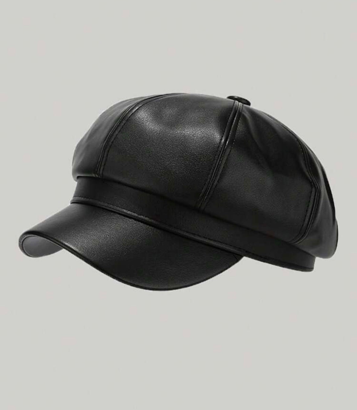 1pc Women's Black Flat Top Beret Hat, Versatile PU Painter Beret Cap, Suitable For Autumn