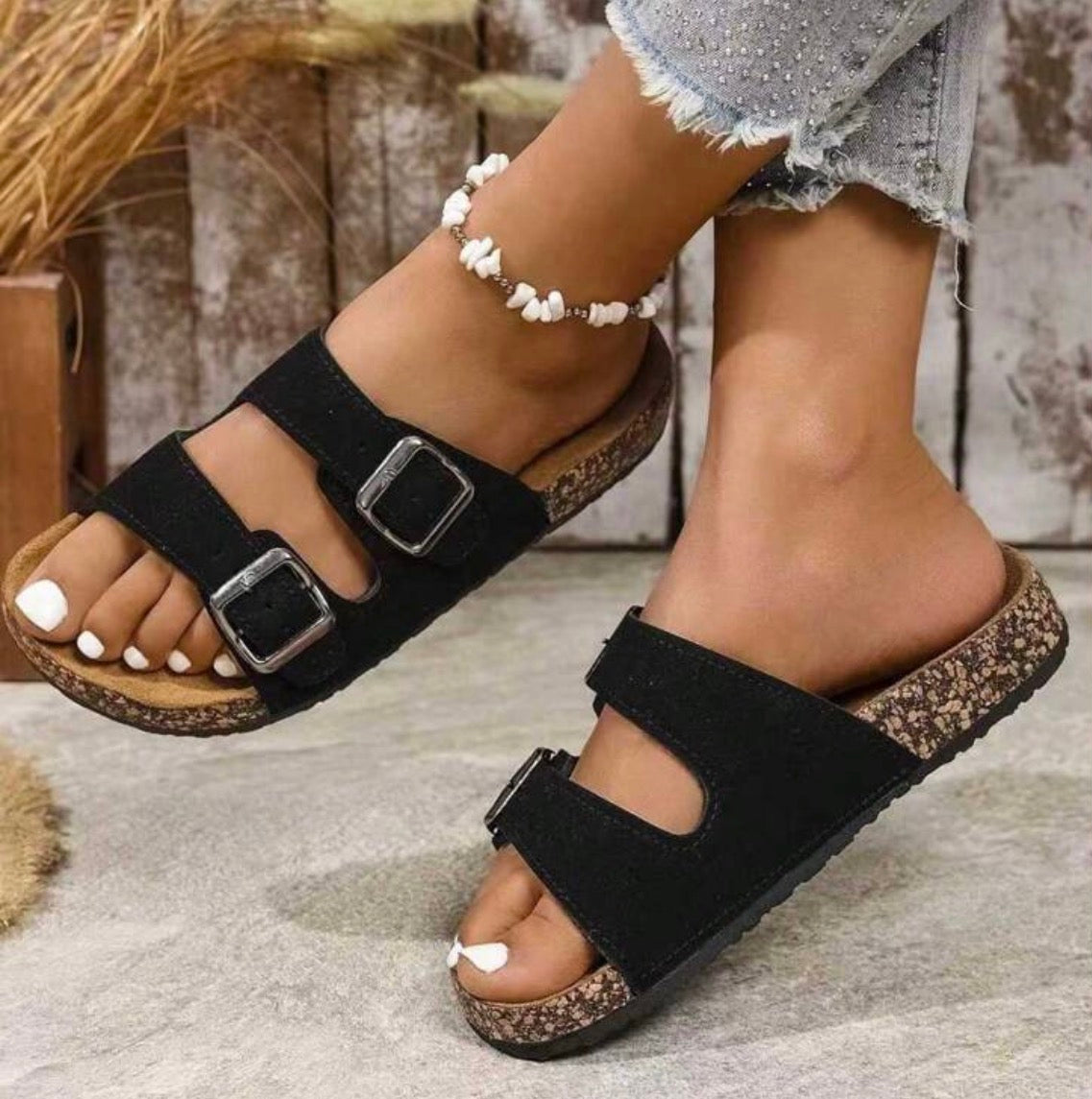 Women's Retro Open Toe Breathable Sandals, Comfortable Non-Slip Durable Slides