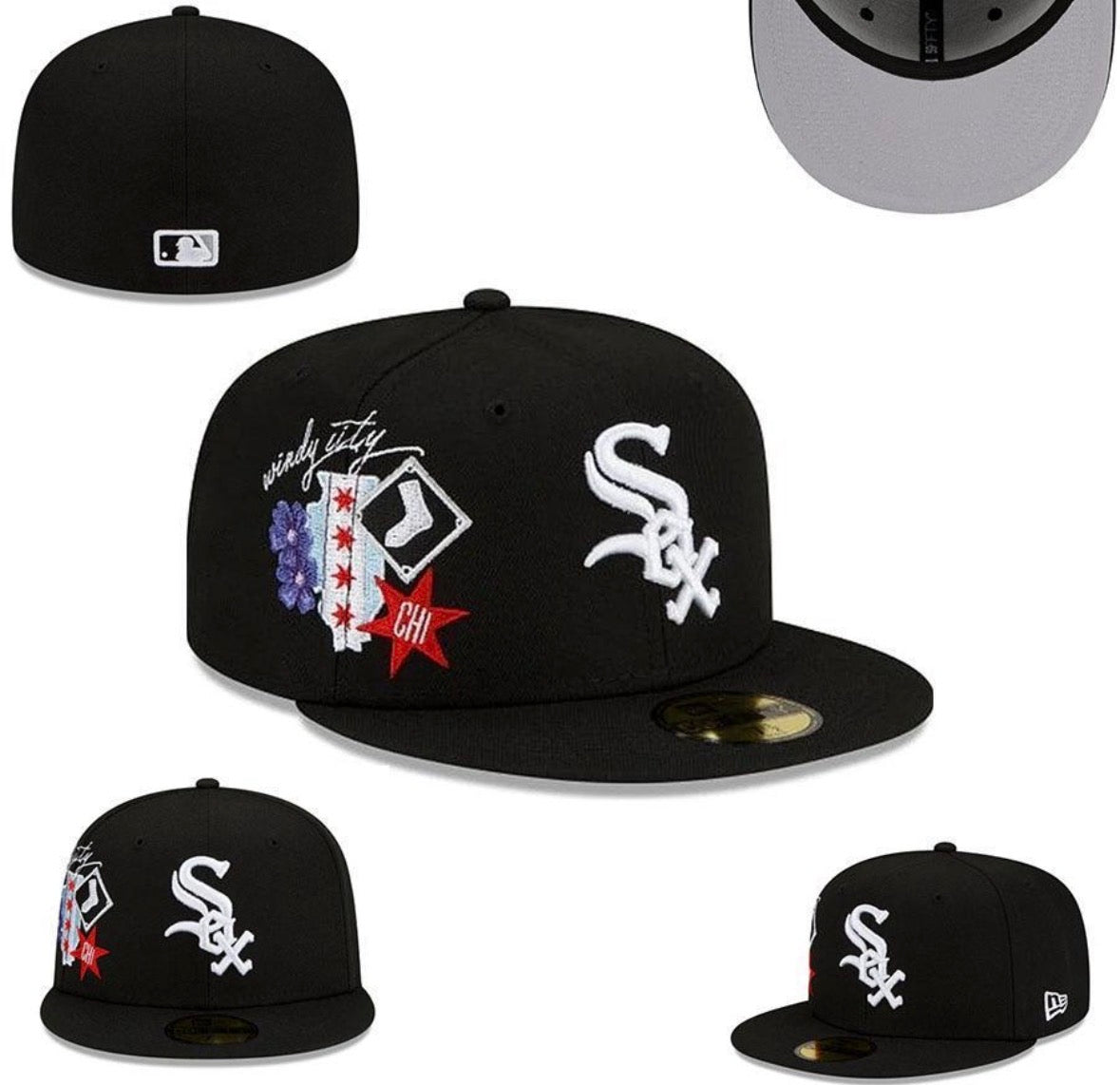 Chicago white sox new era black icon 59Fifty fitted hat