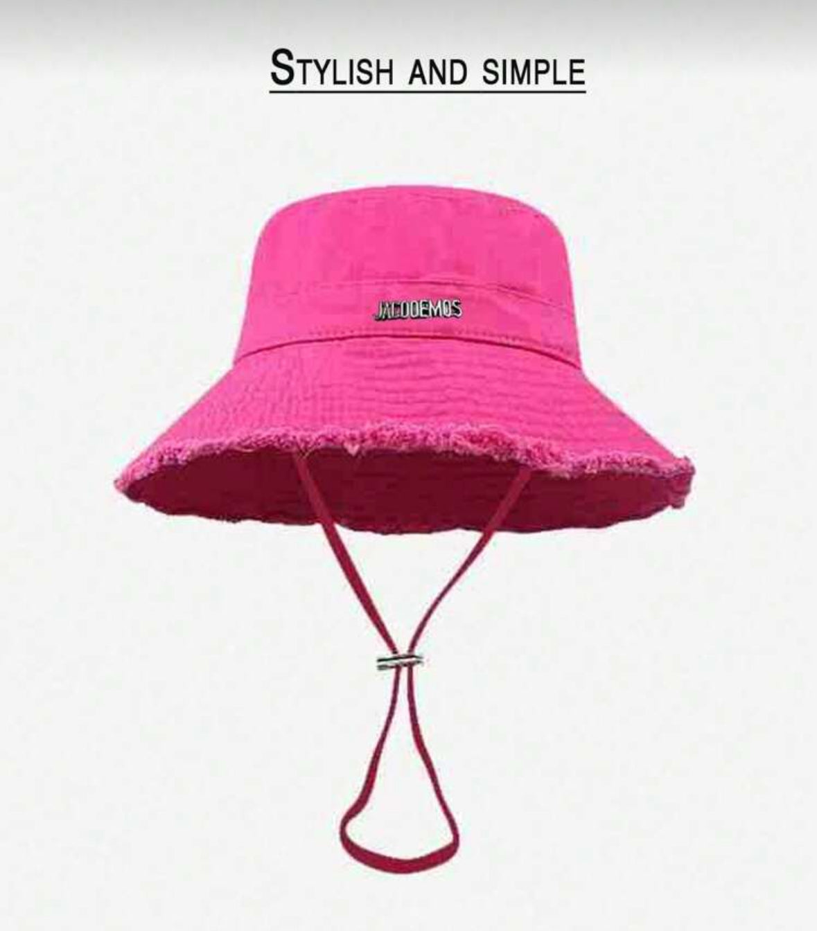 Korean Style Frayed Metal Letter Bucket Hat