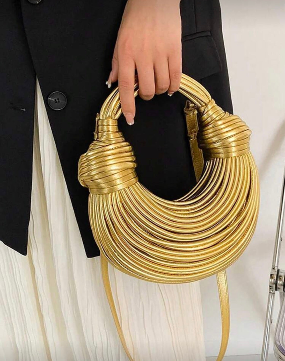 Handbags For Women New Gold Luxury Designer Brand Handwoven Noodle Bags