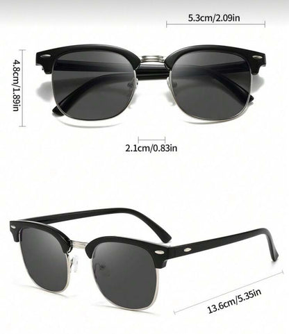 1pc Fashionable Half-Frame Black Fashion Glasses, Summer Beach Wear For Men