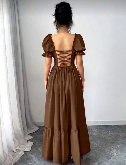 Women’s floral solid colour half sleeve outer ware dress