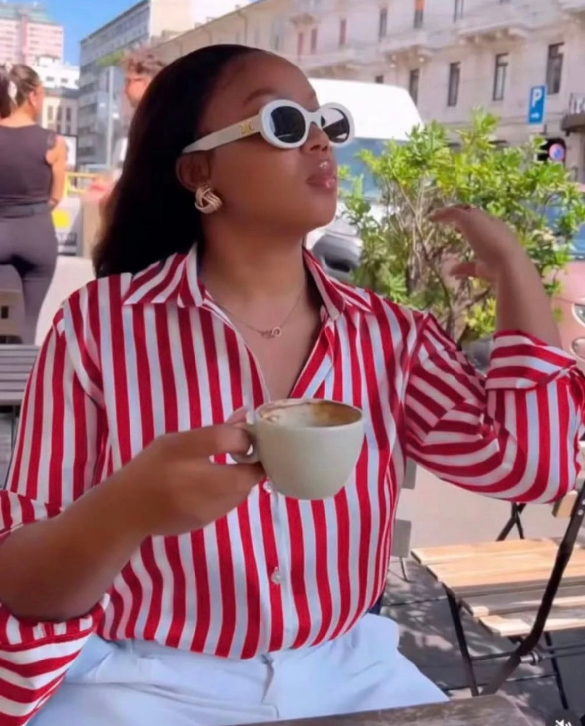 Women’s stripped button up summer elegant long sleeve shirt