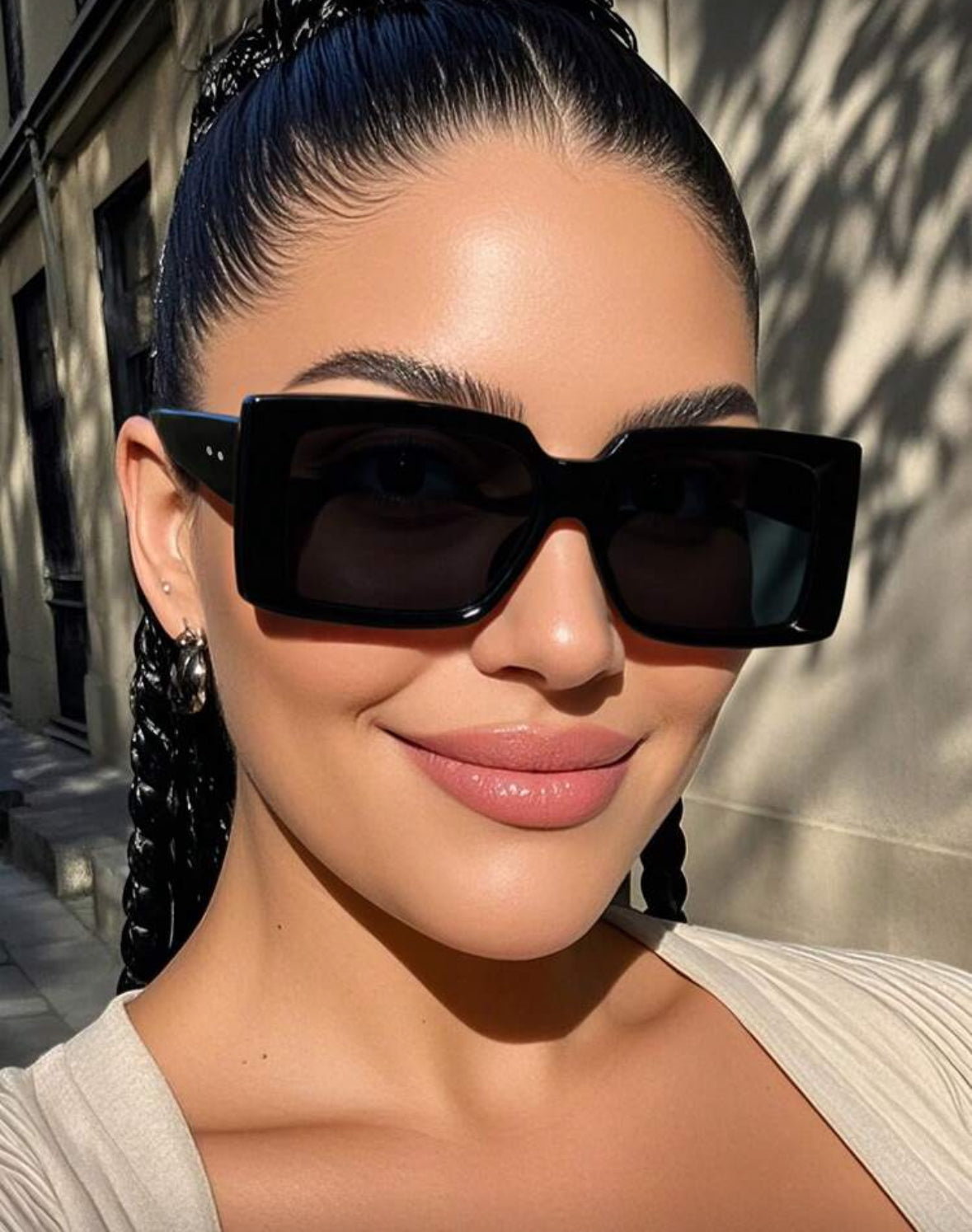 1 Pair Unisex Large Rectangle Black Frame Fashion Sunglasses